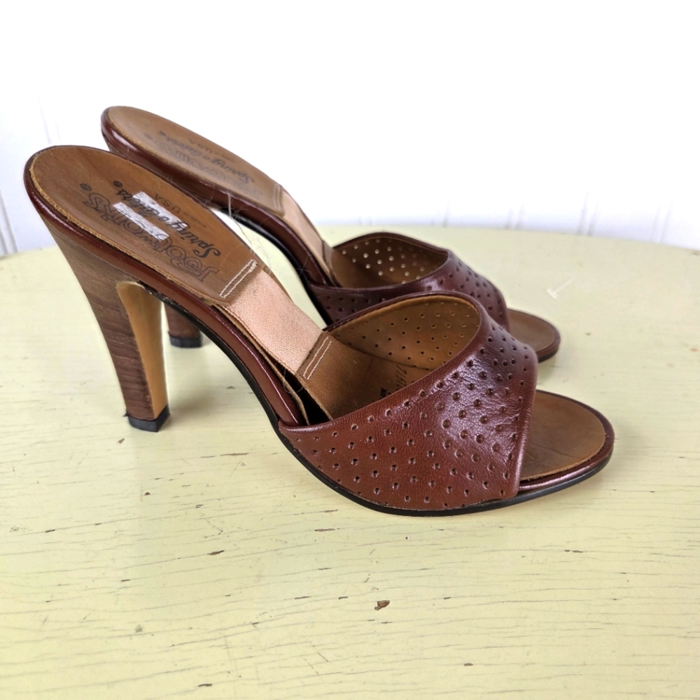 Vintage Foot Works Sling O Lators Brown Leather Women's Mules 6M - Picture 2 of 16